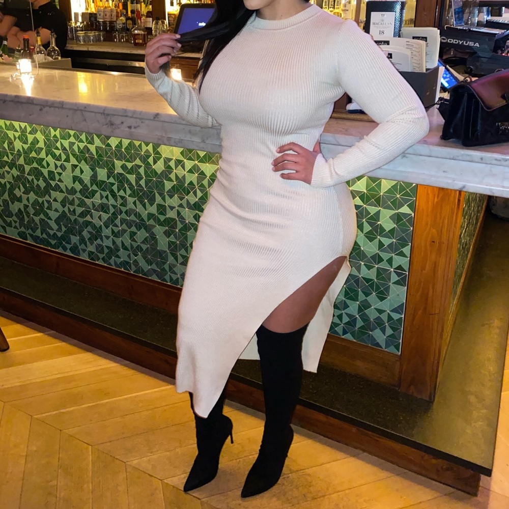 Nude sweater dress